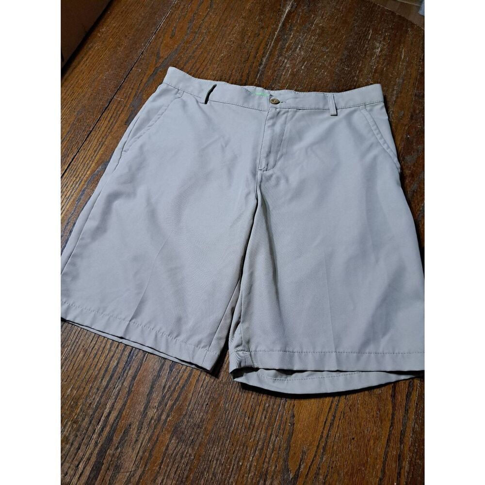 Waist Size 33" IZOD Golf Classic Tan Khaki Shorts with Pockets and Belt Loops